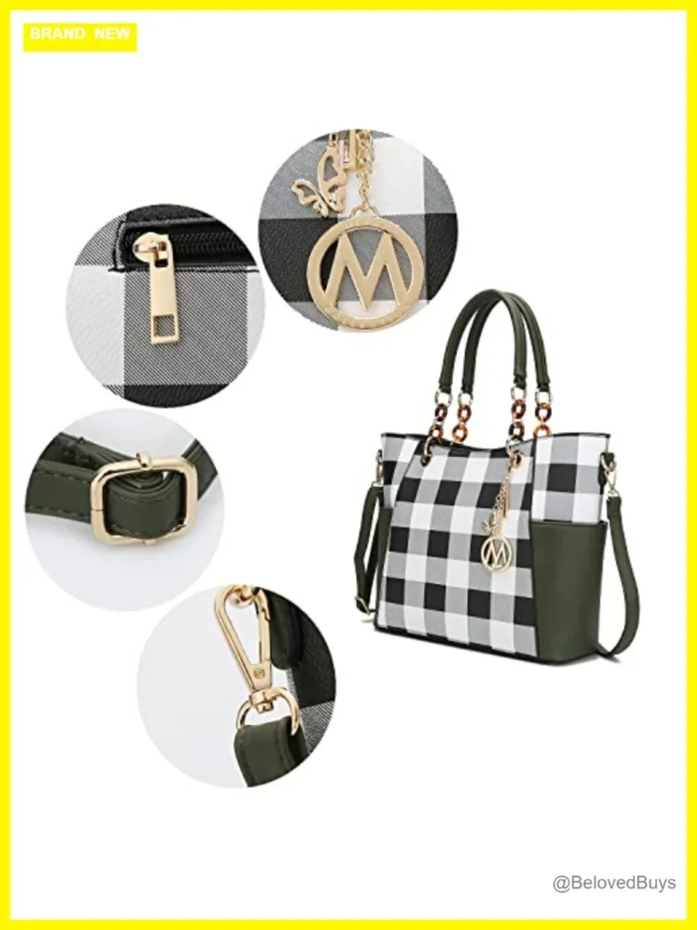 Vegan Leather Tote Handbag Set with Wristlet Wallet